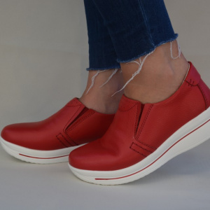 Pantof tineresc de culoare rosie, cu talpa groasa si varf rotund - Img 4