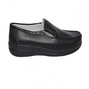 Pantofi negru cu talpa ortopedica ,din piele,model simplu - Img 3