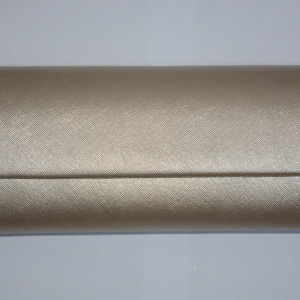 Poseta nuanta bej cu design imprimat in material, model elegant - Img 2