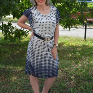 Rochie casual, de culore  bleumarin pe fundal alb RO-1210-AL - Img 3