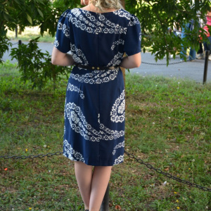 Rochie casual din material subtire de culoare bleumarin - Img 5
