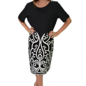 Rochie casual-eleganta, design alb pe fundal negru, masura mare - Img 1