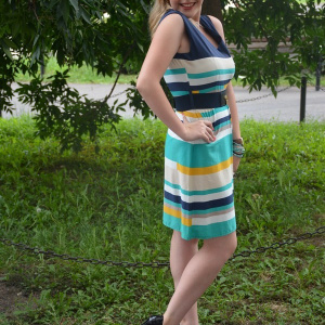 Rochie casual, feminina , multicolora in clos - Img 3