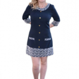 Rochie casual, rafinate, cu insertii de dantela alba - Img 1