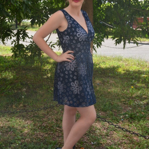 Rochie casual, V adanc in fata si spate,de culoare bleumarin - Img 5