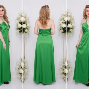 Rochie chic, nuanta de verde, detaliu argintiu deosebit - Img 3