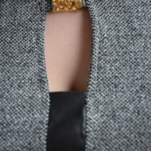 Rochie comoda de zi, culoare negru-alb cu piele ecologica - Img 6