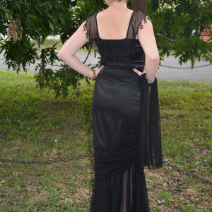 Rochie de gala aparte, cu doua piese, neagra complect, deosebita - Img 4