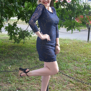 Rochie de ocazie, din dantela, bleumarin RO-707-EB - Img 2