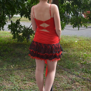 Rochie de ocazie mini, de culoare rosie, cu model de fronseuri - Img 4