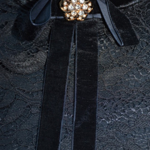 Rochie de ocazie Relisa cu guler incretit si insertii de dantela,negru - Img 6
