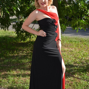Rochie de ocazie superba, in nuante de negru cu rosu, cu broderie - Img 5