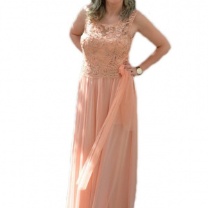 Rochie de seara lunga, masura mare, cu broderie si margele - Img 1