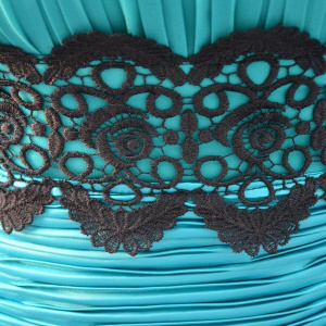 Rochie de seara scurta, masura mare, turcoaz cu dantela neagra - Img 2