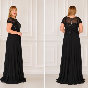 Rochie de seara Tia,aplicatii de strasuri,nuanta de negru - Img 3