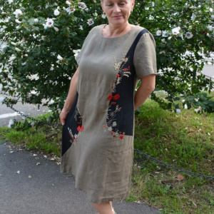 Rochie de vara cu imprimeu, culoare kaki - Img 4