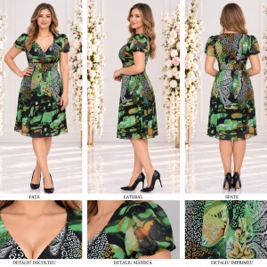 Rochie de vara cu imprimeu verde, cu croi lejer, masura mare - Img 2