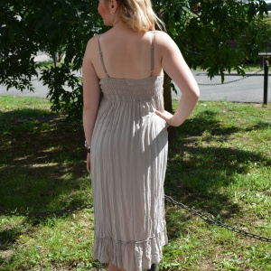 Rochie de vara lunga, cu broderie deosebita, in culoare maro - Img 4