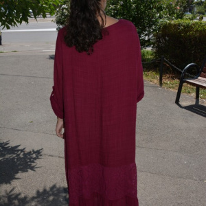 Rochie de vara Reagan cu insertii de dantela nuanta de marsala - Img 5