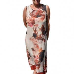 Rochie de zi cu imprimeu floral de culoare multicolora - Img 1