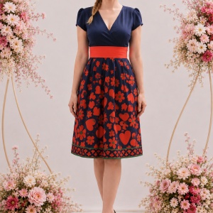 Rochie deosebita de vara, neagra, cu design de centura in talie
