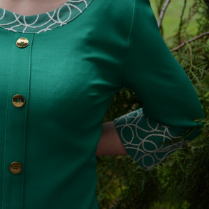 Rochie deosebita, nuanta de verde, design brodat rafinat - Img 3