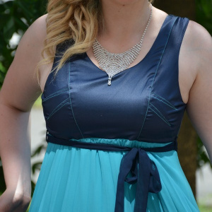 Rochie eleganta, de culoare albastru-bleumarin - Img 2