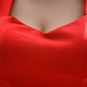 Rochie eleganta, de culoare rosie, cu design de strasuri aplicate - Img 6