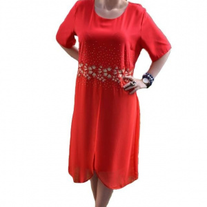 Rochie eleganta de nuanta rosie cu strasuri aplicate in fata - Img 1
