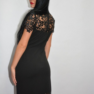Rochie eleganta de ocazie din macrame cu insertii de paiete,nuanta neagra - Img 6
