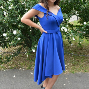 Rochie eleganta Fiene cu decolteu in V,nuanta de albastru - Img 4