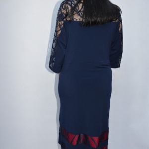 Rochie eleganta Kala cu insertii de dantela,bleumarin - Img 5