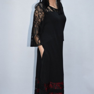 Rochie eleganta Kala cu insertii de dantela,neagra - Img 4