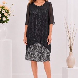Rochie eleganta Kayla cu aplicatii de margele,nuanat de negru