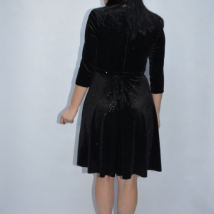 Rochie eleganta Reina cu fir de lame si decolteu in V,negru - Img 5