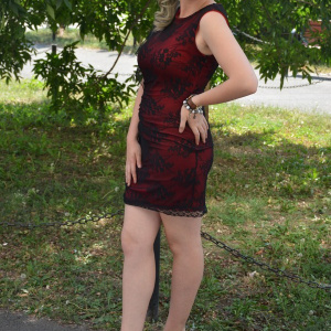 Rochie eleganta, suprapunere de dantela, neagra-rosie - Img 5