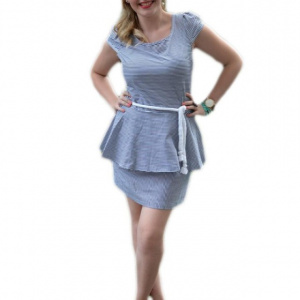 Rochie feminina, alb-bleumarin tip marinaresc - Img 1