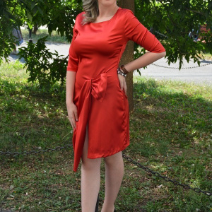 Rochie feminina, cu o crepatura pe piciorul stang, rosie - Img 6