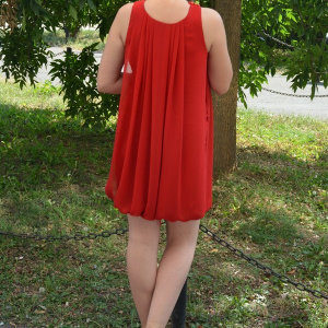 Rochie feminina, de culoare rosie, fara maneci - Img 7