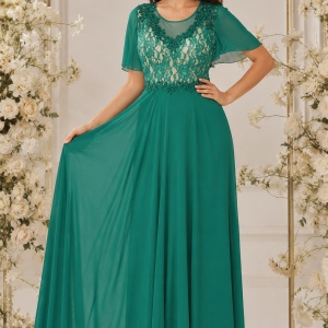 Rochie feminina, lunga de seara, de nuanta verde, masura mare