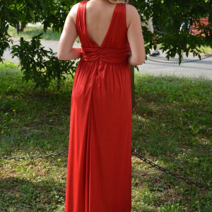 Rochie fermecatoare de ocazie, pe culoare rosie, design simplist - Img 4