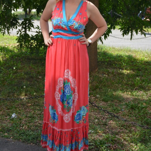 Rochie lejera, de vara, lungime maxi, culoare rosie - Img 3