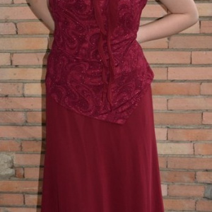 Rochie lunga de seara cu aspect de costum de nuanta marsala - Img 2