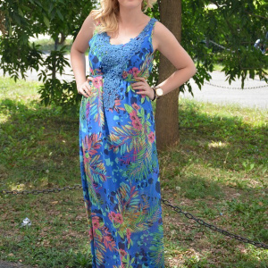 Rochie lunga din voal multicolor - Img 3