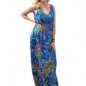 Rochie lunga din voal multicolor - Img 1