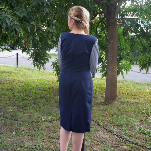 Rochie masura mare cu aspect de costum de culoare bleumarin - Img 4