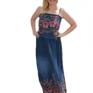 Rochie moderna de nuanta bleumarin, design cu aspect de blug - Img 1