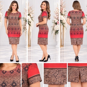 Rochie moderna, disponibila in marimi mari si nuante de rosu, maro - Img 2
