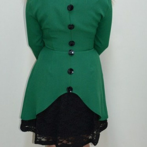 Rochie moderna, nuanta de verde, dantela aplicata la spate - Img 6