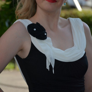 Rochie rafinata, conica, culoare negru-alb RO-357-AL - Img 4